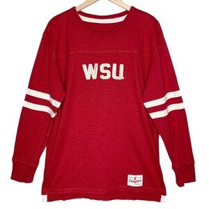 WSU Cougars Football Long Sleeve Pullover XL Varsity Retro Style Crimson Unisex